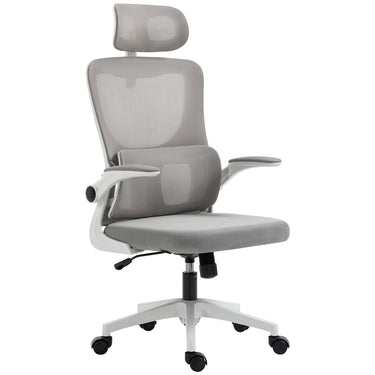 Vinsetto Ergonomic Office Chair with Auto-Adaptive Lumbar Support, High Back Desk Chair with Adjustable Headrest & Height, Rotatable Arm, Tilt Function for Home Office, Grey