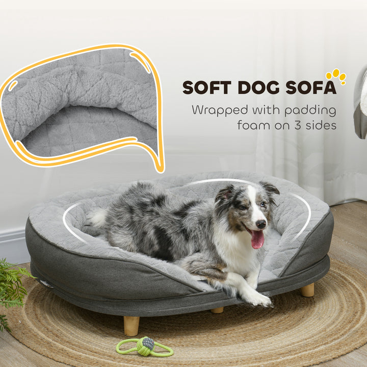 PawHut Pet Sofa Bed for Large Dogs with Removable Cushion, Washable Cover, Anti-slip Foot Pads, Grey
