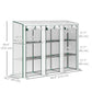 Outsunny Lean-to Greenhouse with 3 Tier Shelves, Mini Greenhouse with 3 Roll-Up Doors for Indoor Outdoor, Green