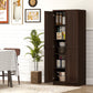 HOMCOM 63" Kitchen Storage Cabinet, 5-tier Pantry Cabinet with Doors and Adjustable Shelves for Dining Room, Distressed White