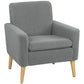 HOMCOM Fabric Accent Chair, Modern Upholstered Armchair with Wood Legs and Wide Padded Seat, Cream White