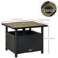 Outsunny 22" Square Steel PE Rattan Wicker Table With Umbrella Hole, Outdoor Patio Accent Dining Side Table Used as Umbrella Stand, Black