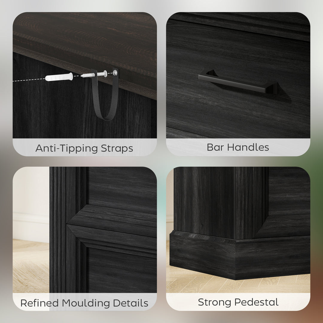 HOMCOM Lateral Filing Cabinet, Farmhouse File Cabinet with 2 Silent Drawers for Letter/A4/Legal Size Files, White