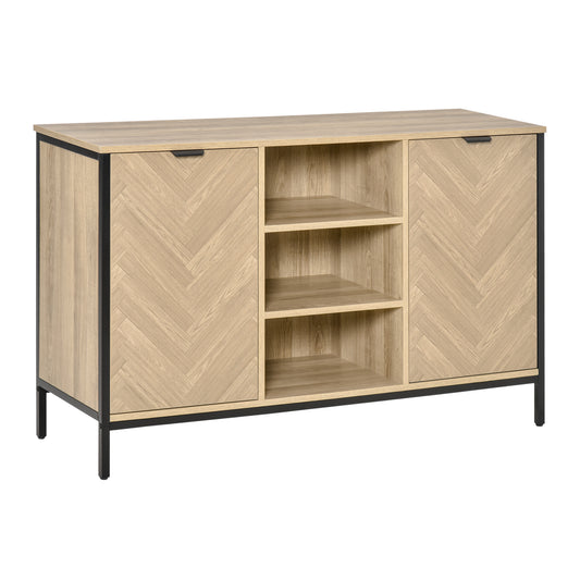 HOMCOM Sideboard Buffet Storage Cabinet Cupboard with 2 Doors and Adjustable Shelves for Dining Room, Kitchen, Living Room, Oak Tone