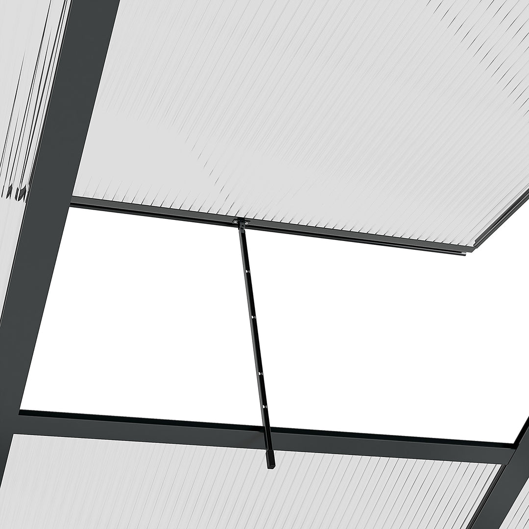 Outsunny 6.2' x 6.3' x 6.6' Clear Polycarbonate Greenhouse, Large Walk-In Green House Garden, Plants Grow, Galvanized Sheet  Frame w/ Slide Door