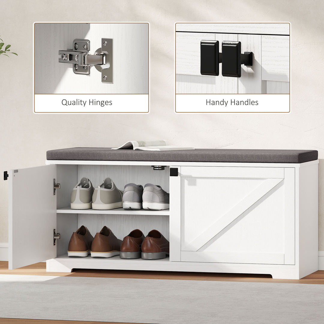 HOMCOM Shoe Storage Bench with Padded Seat, Entryway Bench Holds up to 352 lb, Shoe Organizer, 8 Pairs, Light Grey