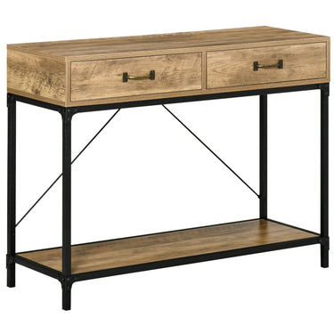 HOMCOM 39" Vintage Console Table, Narrow Entryway Table with Drawers, Storage Shelf for Behind Couch, Living Room, Hallway, Bedroom, Brown