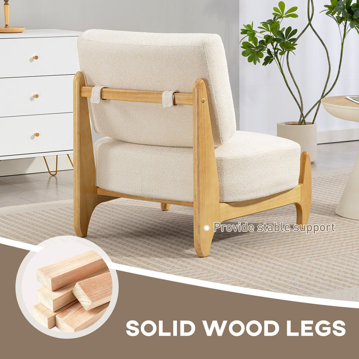 HOMCOM Accent Chair with Rubber Wood Frame, Wide Seat, Modern Chenille Bedroom Chair with Thick Cushion, Grey