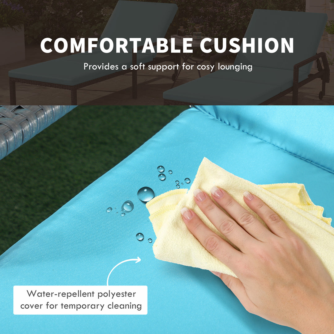 Outsunny Wicker Chaise Lounger with 5-Level Adjustable Backrest, Light Grey