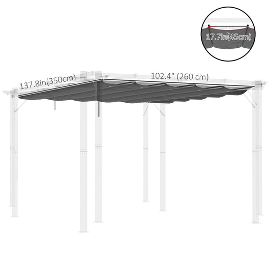 Outsunny Retractable Pergola Canopy Cover Replacement for 10' x 13' Pergola, Dark Grey