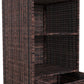 Outsunny Outdoor Storage Cabinet, Patio Storage Box Rack Rattan Wicker Pool Towel Valet Organizer Poolside Garden Lawn Bathroom Furniture Shelf w/ Shelf Drawer, Dark Brown