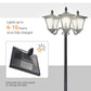 Outsunny Single Solar Lamp Post Garden Solar-Powered LED Streetlight Style Outdoor Light Waterproof 5-6 Hours with Base for Lawn Pathway Walkway 47"H, Black