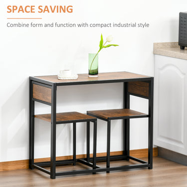 HOMCOM Dining Table Set, Industrial Dining Set for 2, Kitchen Table and Chairs for Small Space, Dining Room Table with Chairs