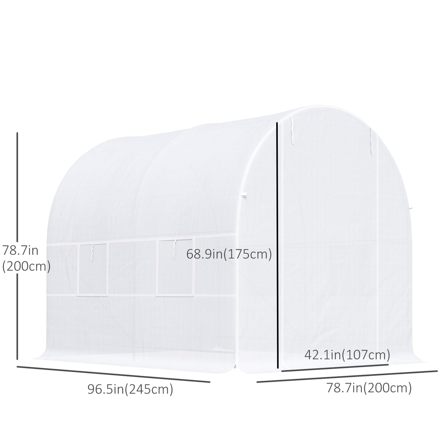 Outsunny 8.2x6.6x6.6ft Walk-in Tunnel Greenhouse Portable Garden Plant Growing Warm House with Door and Ventilation Window, White