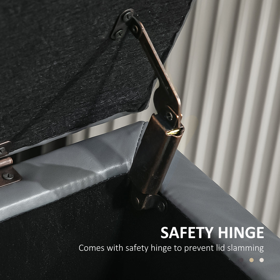 HOMCOM 44" PU Leather Tufted Ottoman Shoe Bench Storage Chest Hallway Brown