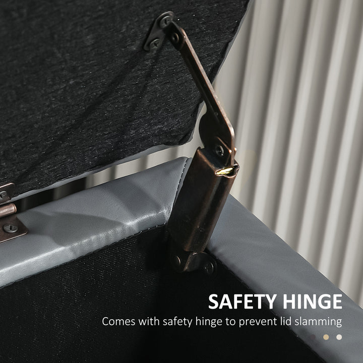 HOMCOM 44" PU Leather Tufted Ottoman Shoe Bench Storage Chest Hallway Brown