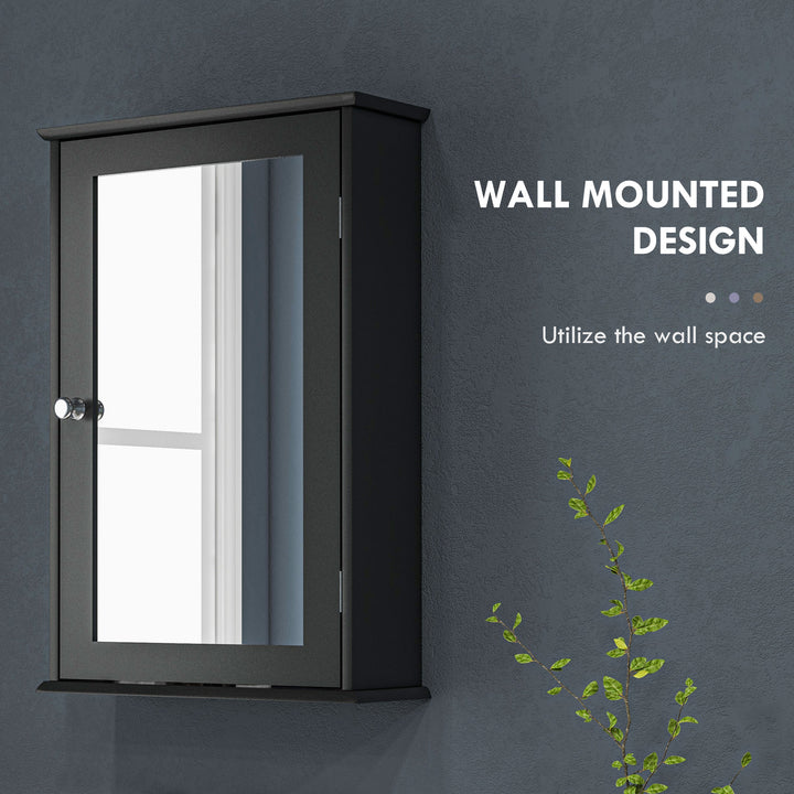 kleankin Bathroom Mirror Cabinet, Wall Mounted Medicine Cabinet with Door and Shelves, White