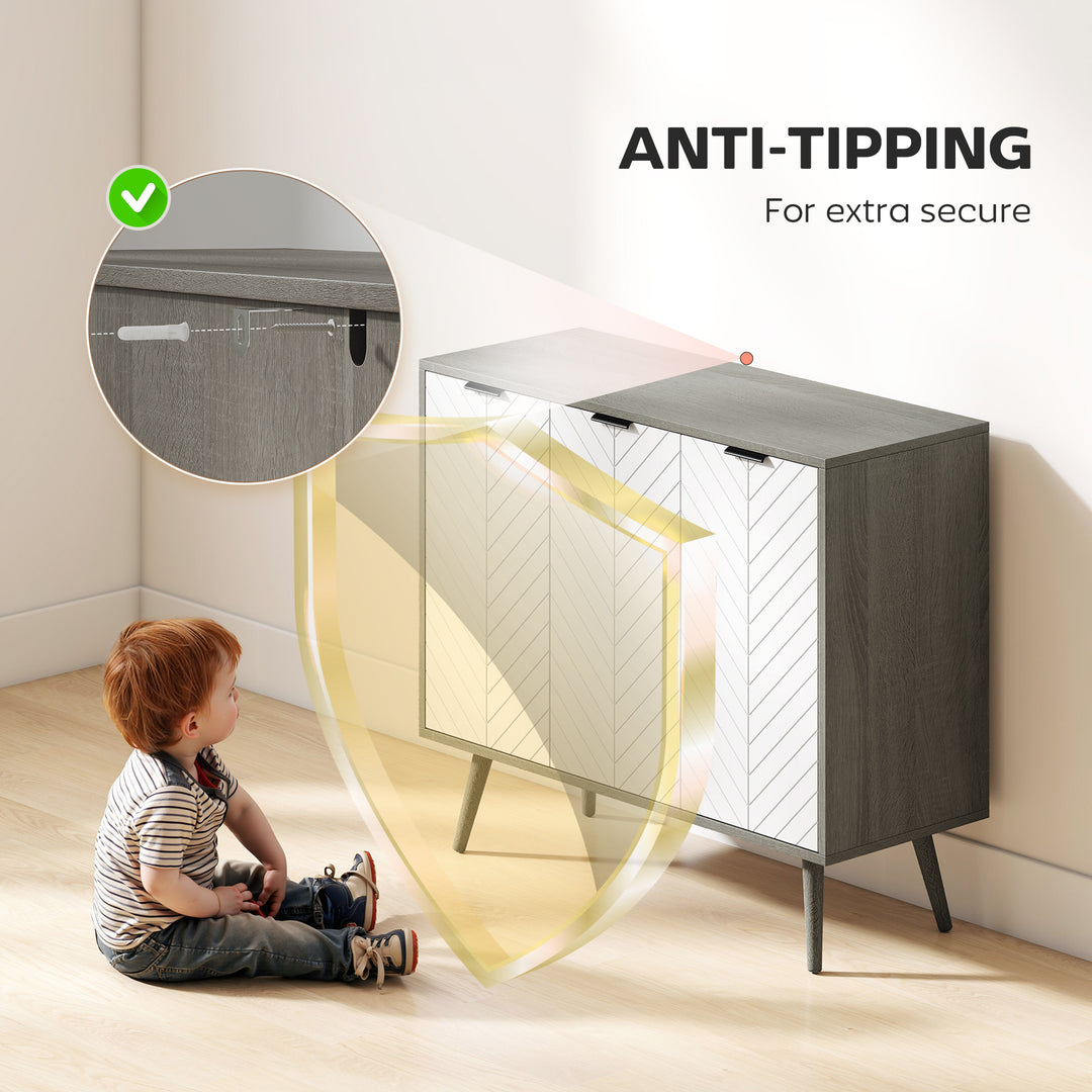 HOMCOM Modern Sideboard and Buffet, Dining Room Cabinet with Adjustable Shelves and 3 Doors, Black