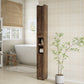 HOMCOM Narrow Bathroom Cabinet, Tall Bathroom Storage Cabinet with Barn Doors, Drawer and Adjustable Shelves, Brown Wood Grain