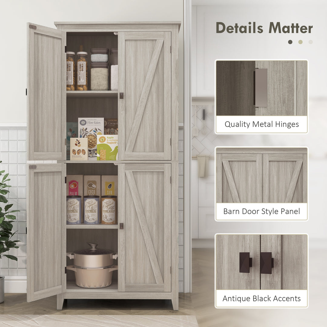 HOMCOM 72" Freestanding Storage Cabinet, Kitchen Pantry Cabinet with Doors and Shelves for Dining Room, Natural