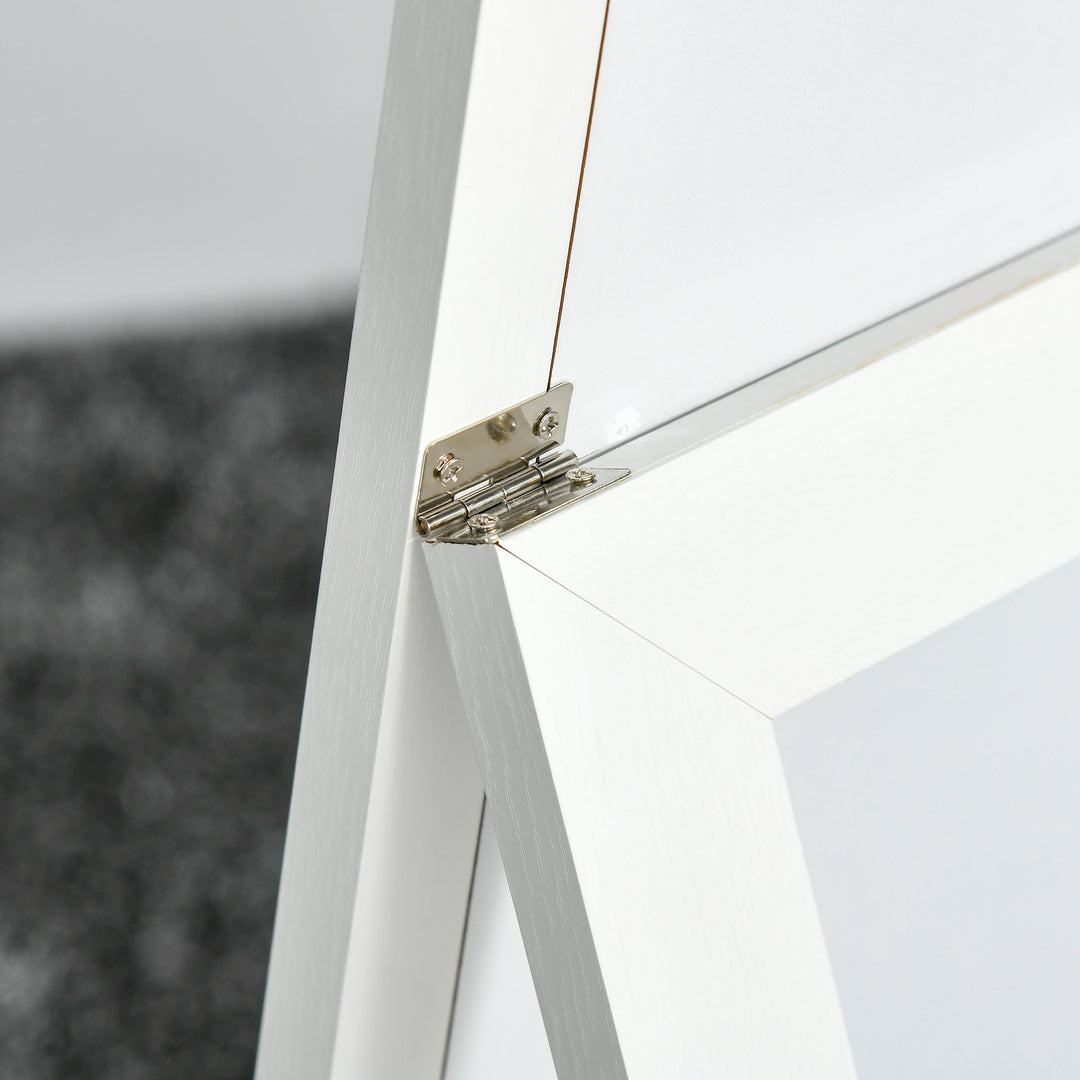 HOMCOM 58" x 20" Full Length Mirror with Frame, Floor Standing Mirror, Rectangular Full Body Mirror for Bedroom, Living Room, White