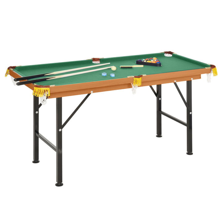 Soozier 54.3"L Mini Pool Table Portable Billiard Table Includes Cues, Ball, Chalk, Rack, Green