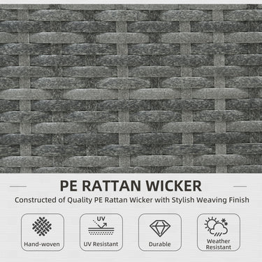 Outsunny 3 Pieces Rattan Wicker Outdoor Conversation Furniture Set w/ Loveseats Coffee Table Cushions for Garden, Patio, Beige