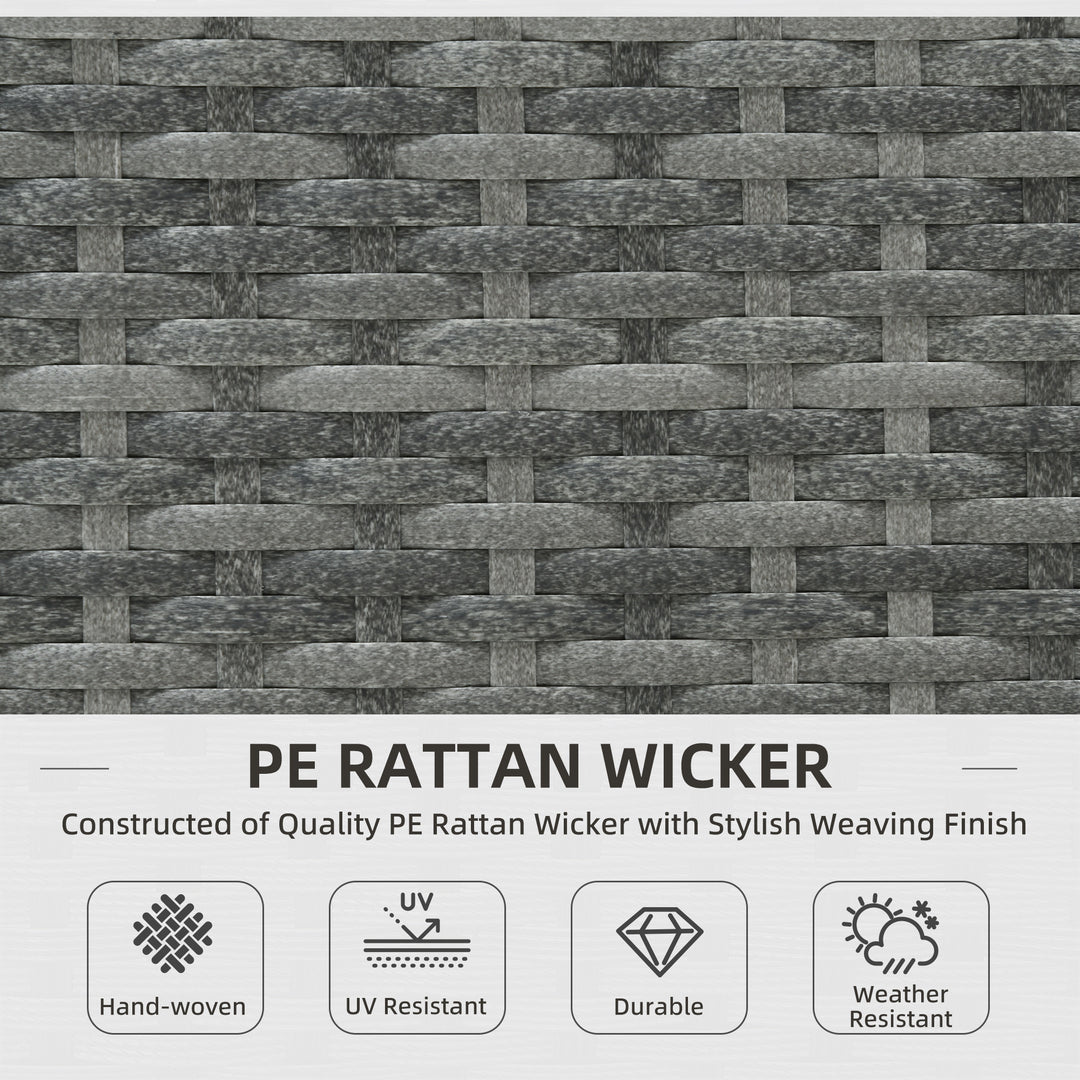 Outsunny 3 Pieces Rattan Wicker Outdoor Conversation Furniture Set w/ Loveseats Coffee Table Cushions for Garden, Patio, Beige