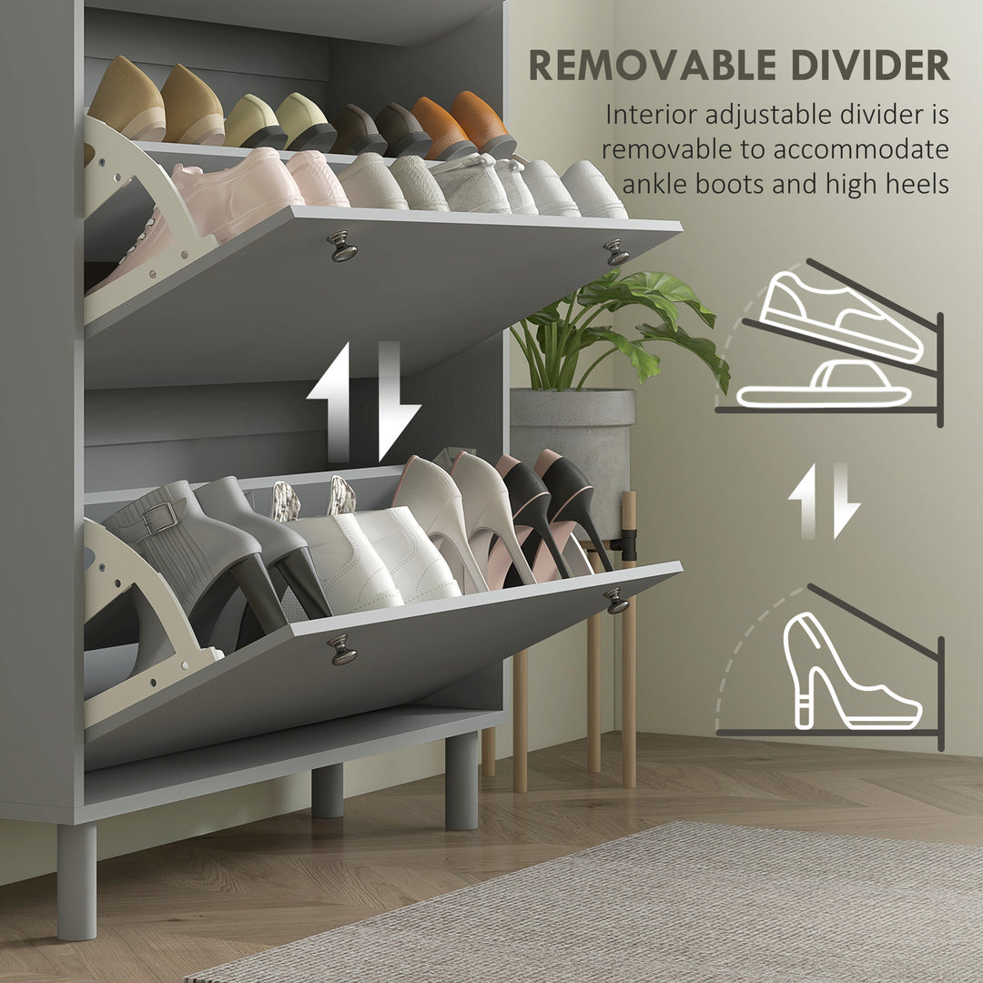 HOMCOM Entryway Shoe Storage Small Modern Flip-Flop Shoe Cabinet with 3 Flip Drawers Adjustable Shelves for 24 Pairs of Shoes, White