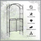 Outsunny 7.2FT Metal Garden Arbor Arch with Double Doors, 2 Side Planter Baskets, Climbing Vine Frame, Black