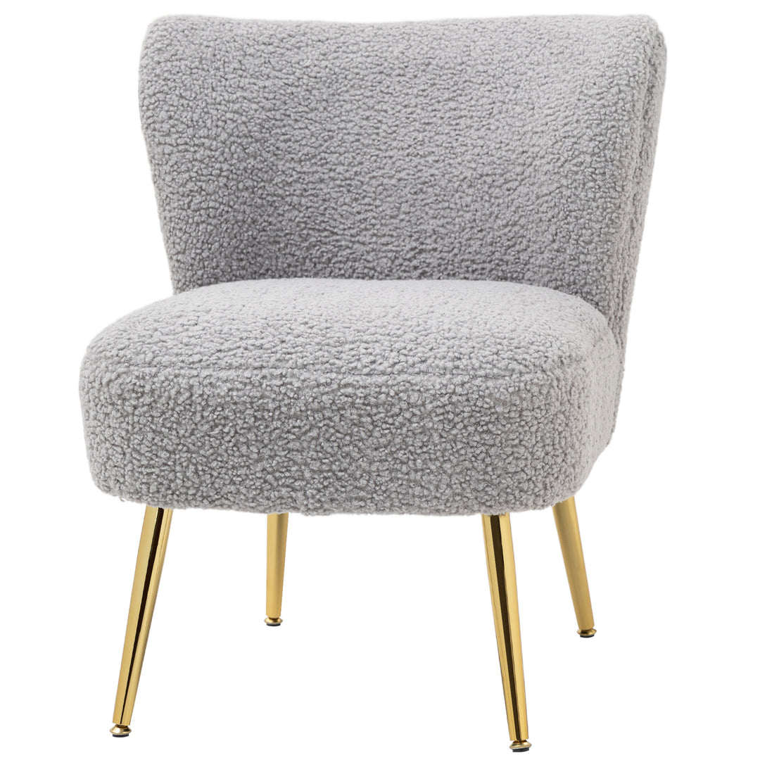HOMCOM Lounge Chair for Bedroom Living Room Chair with Soft Upholstery and Gold Legs Pink