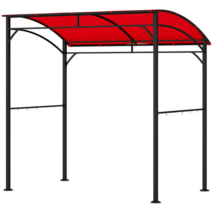 Outsunny 9' x 5' BBQ Grill Gazebo Tent, Garden Grill Canopy Outdoor Grill Shelter w/ Steel Frame and Serving Shelves, Dark Grey