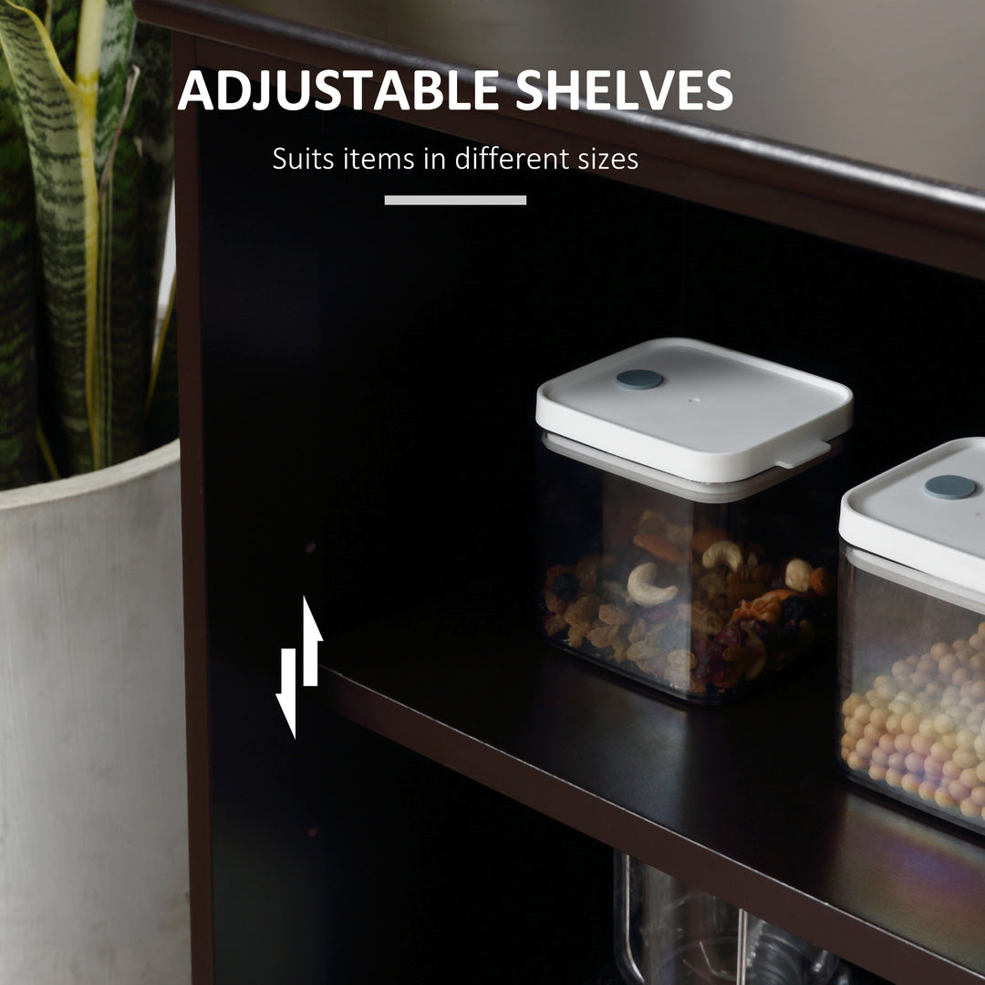 HOMCOM Kitchen Sideboard, Stackable Storage Cabinet, Sliding Glass Door Console, Serving Buffet for Kitchen & Dining Room