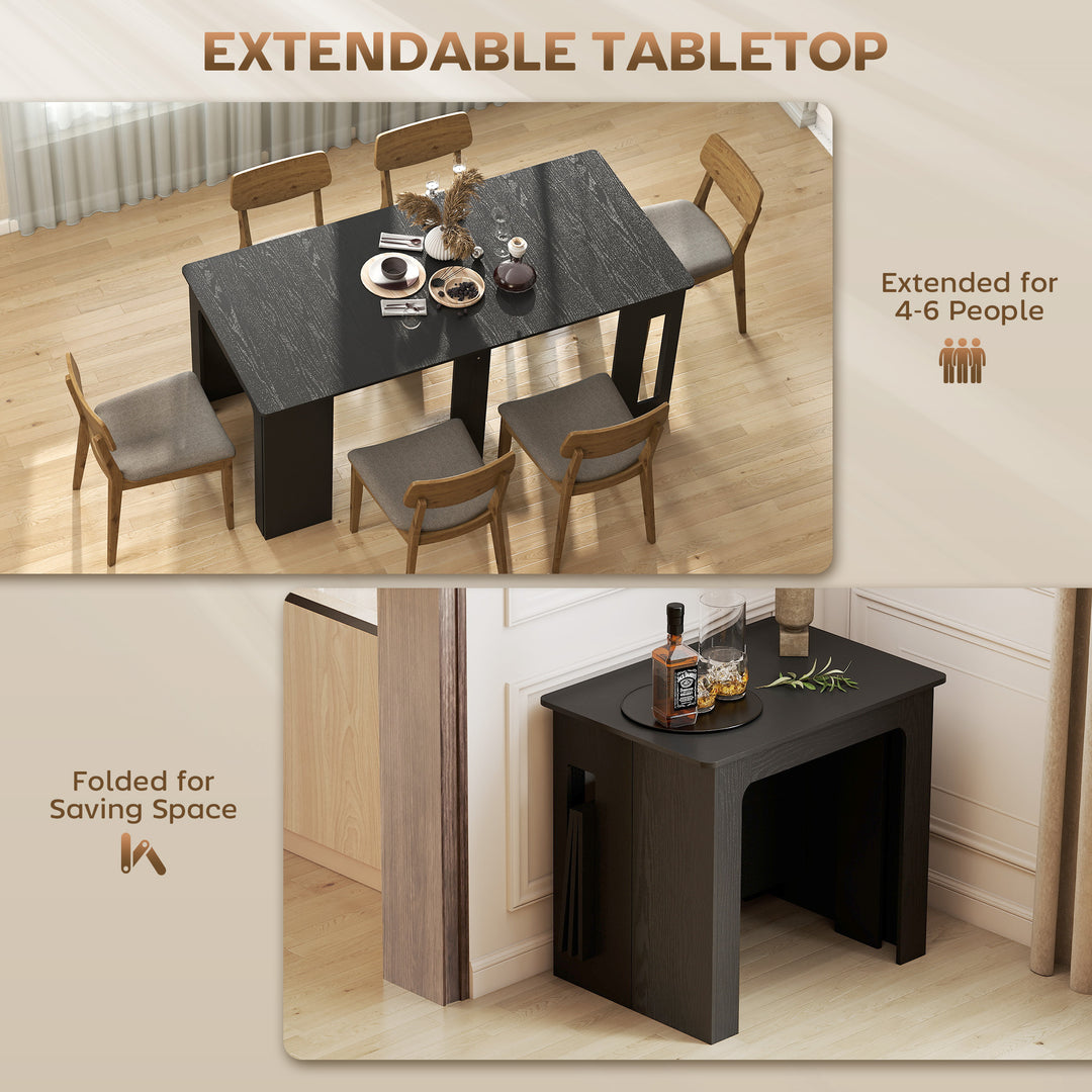 HOMCOM Extendable Dining Table, Expandable Kitchen Table for Small Spaces, Seats up to 6 People, Dark Brown
