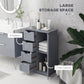 kleankin Bathroom Storage Cabinet, Floor Cabinet with Adjustable Shelf and 4 Drawers, Side Cabinet for Washroom, White