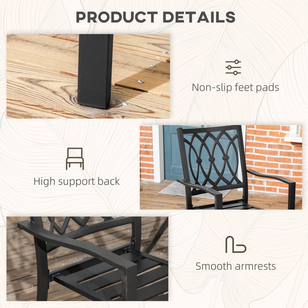 Outsunny 2 PCs Dining Chairs, Outdoor Armchairs, Stackable Design, Black