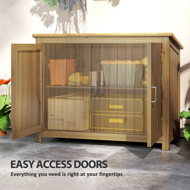 Outsunny Wooden Garden Shed, Compact Outdoor Storage Cabinet with 2 Shelves and 2 Doors for Patio, Deck, Lawn, 43" x 20" x 34"