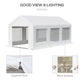 Outsunny 20â€™ x 10â€™ Heavy Duty Party Tent Outdoor Carport Canopy Shelter Gazobo with Sidewall, Zipper Door and Windows, White