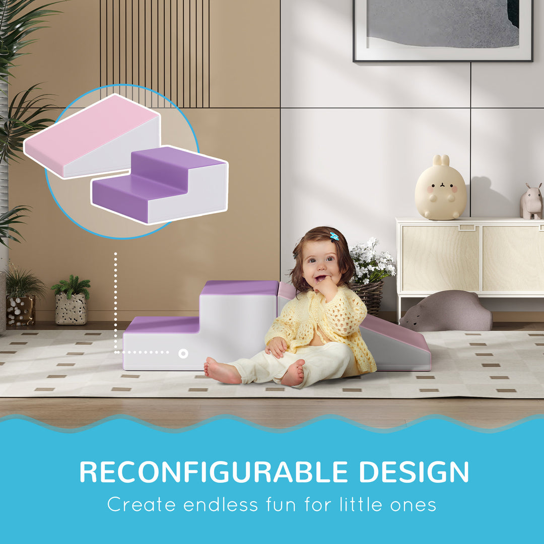 Soozier 2-Piece Climb and Crawl Activity Soft Play Set, Secure Foam Blocks Playset for Toddler Preschooler Babies Indoor, Activity Structure Play Equipment, Multi-colour