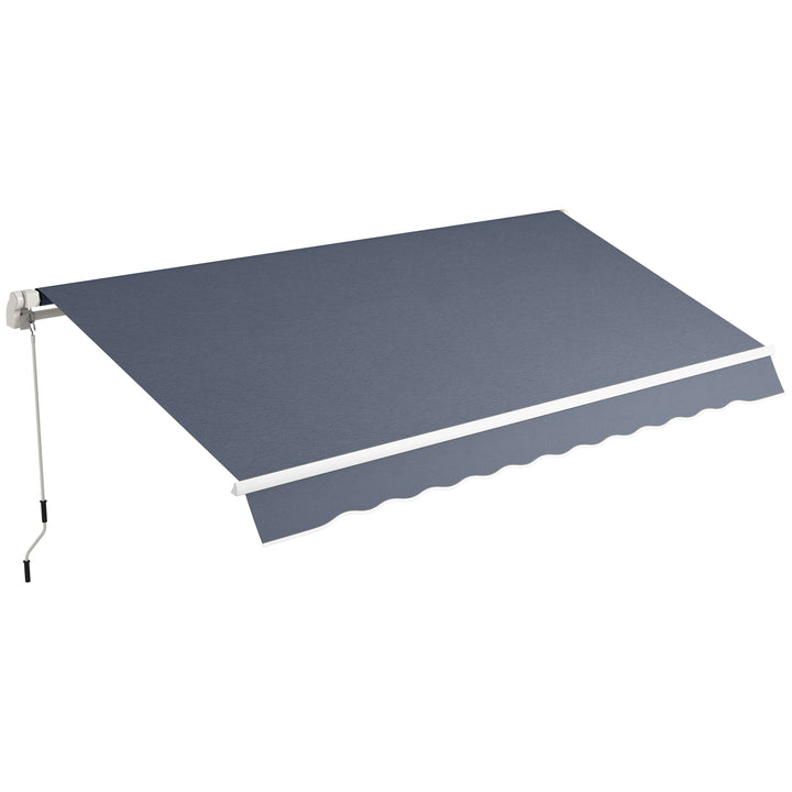 Outsunny 12' x 8' Retractable Patio Awning Sunshade Shelter with Manual Crank Handle UV & Water-Resistant for Deck Balcony Grey