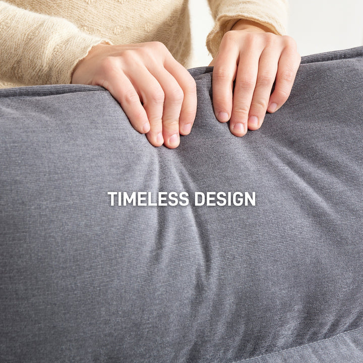 HOMCOM Birch Wood Fabric Modern Armchair, Accent Chair with Curved Leg and Arm for Living Room, Grey