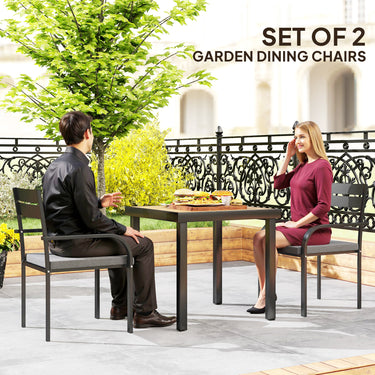 Outsunny 2 Piece Outdoor Dining Chairs with Aluminum Frame, Soft Cushion, for Deck, Garden, Balcony, Poolside, Grey