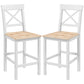 HOMCOM Counter Height Stools Set of 2, Farmhouse Bar Stools with Backs, Solid Wood Counter Stools for Kitchen Island