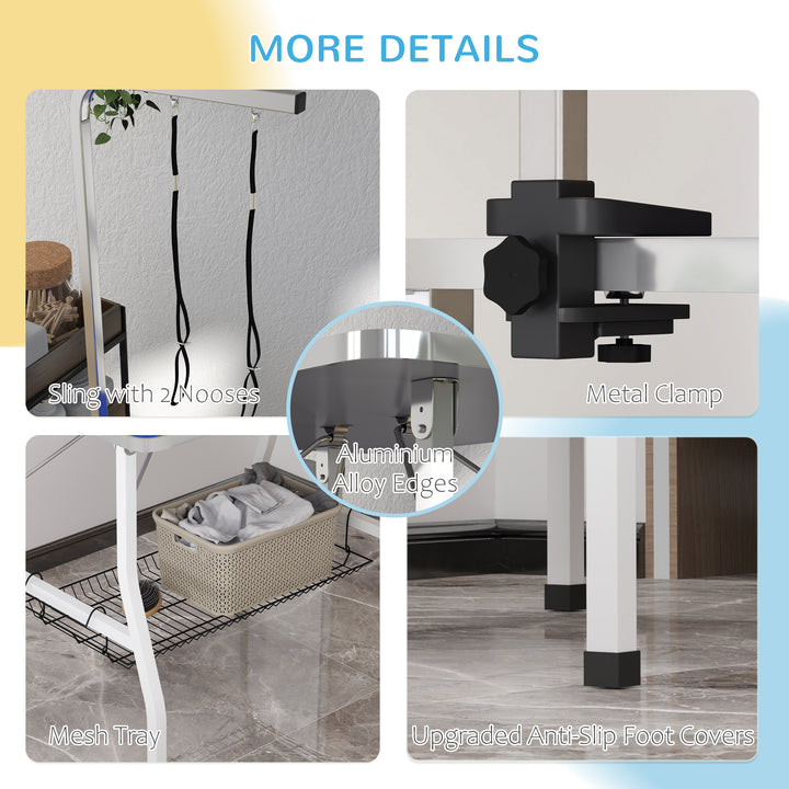 PawHut Dog Grooming Table w/ Adjustable Arm, Mesh Tray,  Two Nooses, Rubber Surface, 35" x 24" x 61", Black