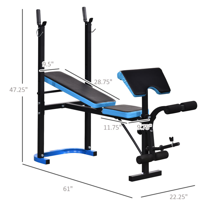 Soozier Adjustable Weight Bench with Barbell Rack and Leg Developer for Weight Lifting and Strength Training Multifunctional Workout Station for Home Gym Fitness, Black
