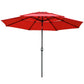 Outsunny 9FT 3 Tiers Patio Umbrella Outdoor Market Umbrella with Crank, Push Button Tilt for Deck, Backyard and Lawn, Sky Blue