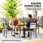 Outsunny Outdoor Dining Table for Four, Patio Table with Parasol Hole, Square Garden Table with Slatted Metal Plate Top, for Backyard, Poolside, Black