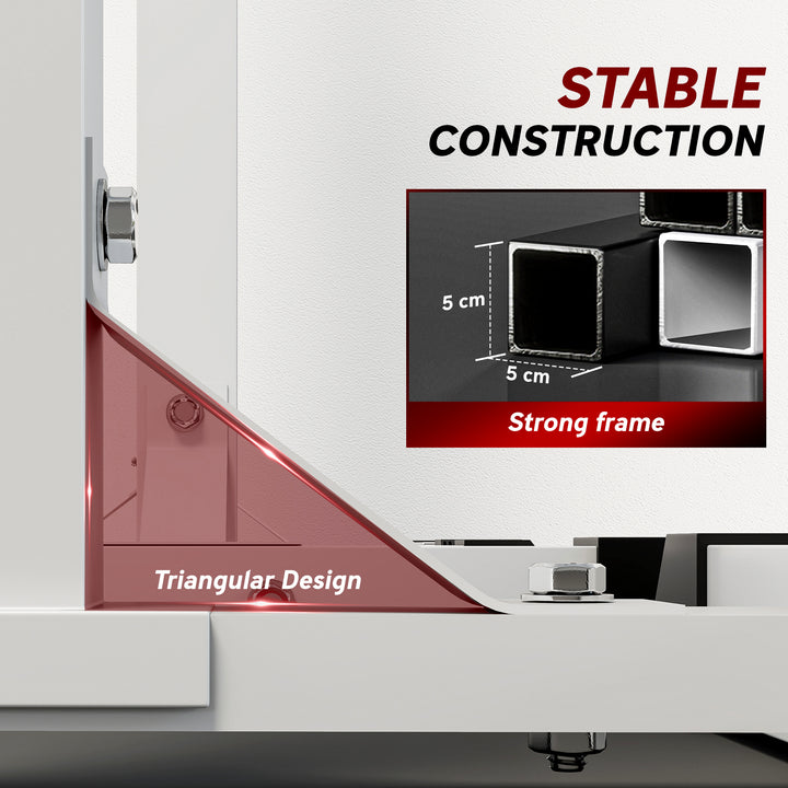 Soozier Adjustable Barbell Rack Stable Power Squat Stand Portable 2 Bars Barbell Holder Weight Rack, Black and White