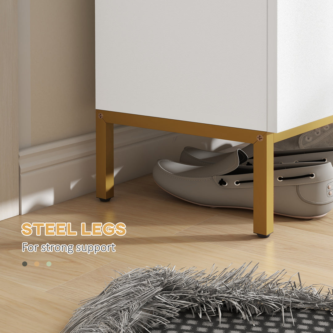 HOMCOM Shoe Storage Cabinet with Adjustable Shelves and Soft-Close Hinges, for 15-20 Pairs of Shoes, White