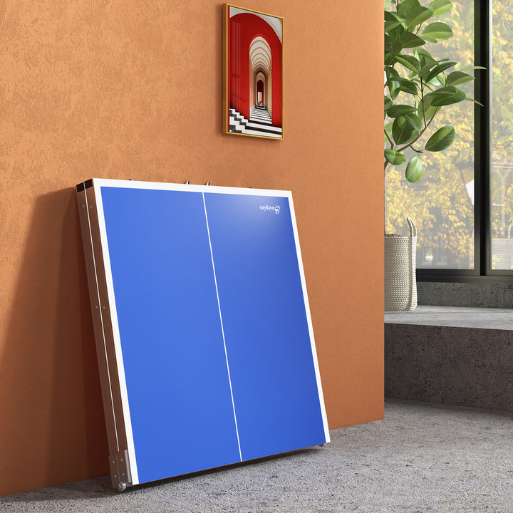 Soozier Portable Ping Pong Table Set, Table Tennis Table w/ Net, 2 Paddles, 3 Balls for Outdoor and Indoor, Easy Assembly, Blue